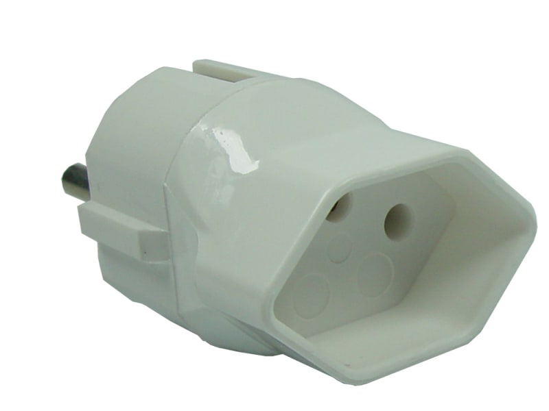 Übergangsstecker CH -> Euro 230 VAC Weiss