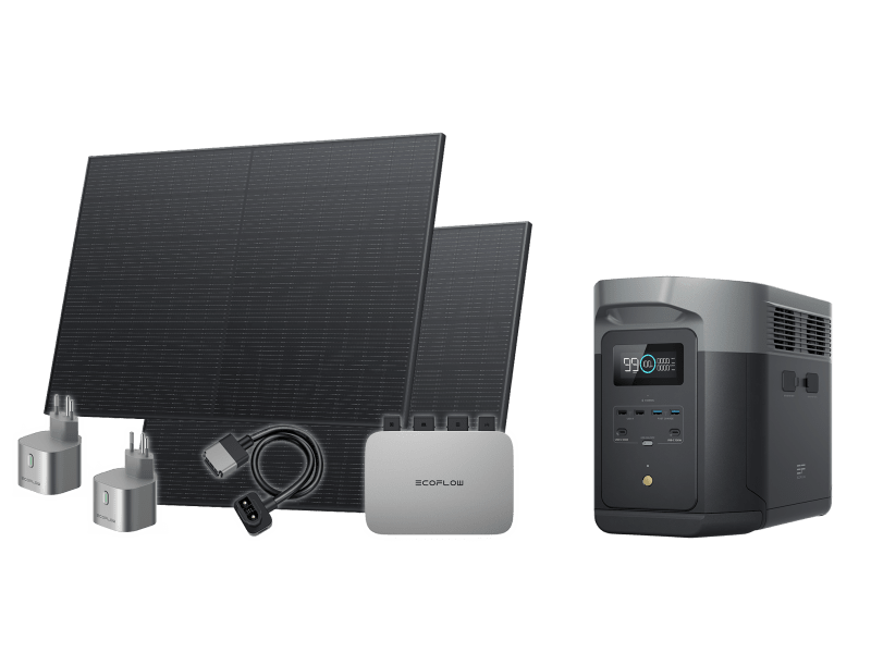 PowerStream Balkonkraftwerk Set mit Delta 2 Max Power Station und 800 W Solarleistung